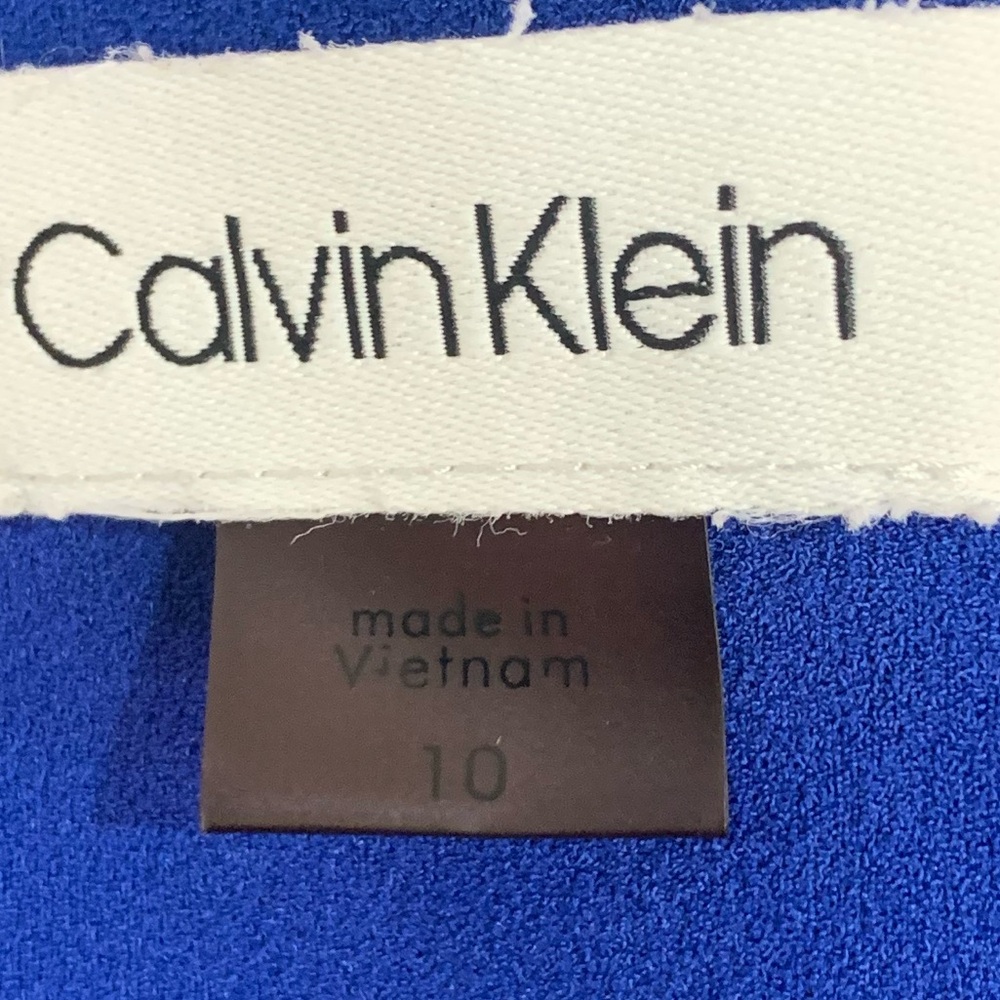 Calvin Klein fitted flutter Ruffle Sleeve Dress Royal Blue Size 10 Office Career - Picture 10 of 11